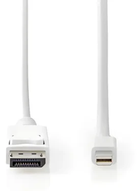 Nedis DisplayPort 1.4 bílá / Kabel Mini DisplayPort - DisplayPort / 48 Gbps / Poniklované konektory / 2 m (CCGB37404WT20)