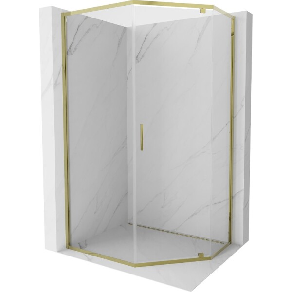 MEXEN - Exo sprchový kout pětiboký křídlový 100 x 80, transparent, zlato 812-100-080-50-00