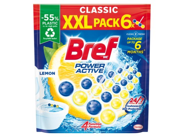 Bref Power Aktiv Lemon Tuhý WC blok 300 g