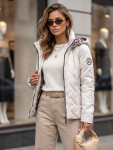 Dámská přechodová bunda s kapucí, světle šedá, FashionStreet TY5776 XXL