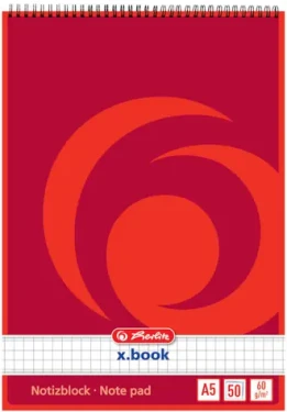 Herlitz Poznámkový blok A5 / čtverečkovaný / červená / 50 listů (110536)