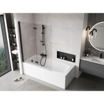 MEXEN - MIST vanová zástěna 130x150 cm 6mm 2-s, černá, čirá, levá 8A9-130-002-70-00-L