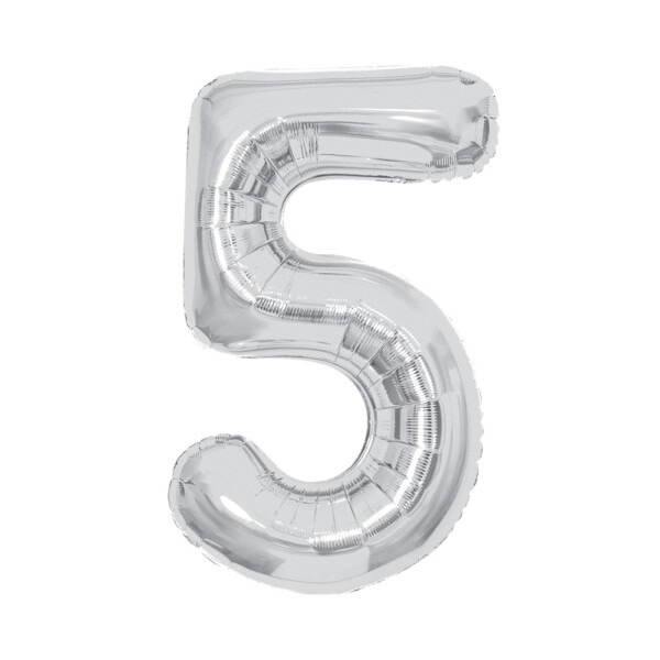 Balónek fóliový 85 cm stříbrný číslo 5 - Albi