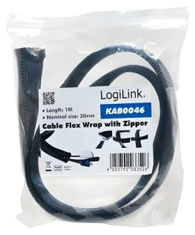LogiLink Kabelový organizér se zipem černá / Organizátor kabelů se zipem / 30 mm x 1 m (KAB0046)