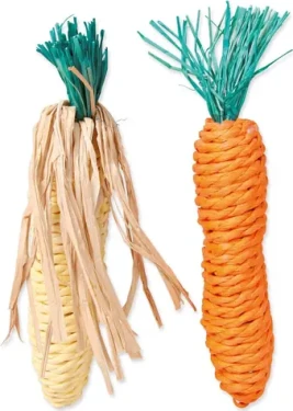 TRIXIE Mrkvička a kukuřice ze slámy / Hračka pro hlodavce / Sláma / 15 cm / 2 ks (G15-6192)