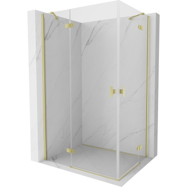 MEXEN/S - Mist H Duo sprchový kout dveře křídlové 90 x 80 cm, transparent, zlato kartáčovaná 8A5-090L-080P-55-00