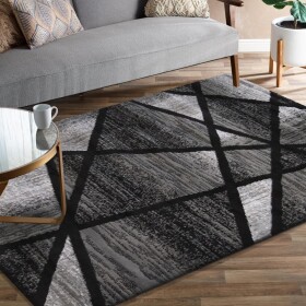 DumDekorace DumDekorace Moderní šedo černý koberec abstraktním vzorem
