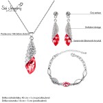 Souprava náhrdelníku, náušnic a náramku Elegance Garnet, Červená 40 cm + 5 cm (prodloužení)
