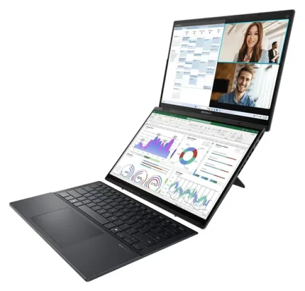 ASUS Zenbook Duo 14 OLED šedá / Notebook / 14" WUXGA T / Intel Core Ultra 9 285H / 32GB / 1TB SSD / W11H (UX8406CA-OLED304WZ)