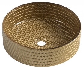 SAPHO - MARAGUA skleněné gravírované umyvadlo na desku Ø 39,5cm, zlatá TY214Z