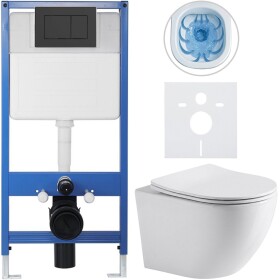 CERANO Kompletní WC set Profi/Cesso - bílá lesklá - WC tlačítko Classic/Černá matná - předstěnová instalace - 49x36 cm - 8050BD7