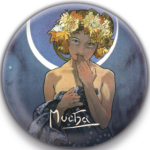 Magnet Alfons Mucha Luna, kulatý, cm