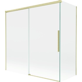 MEXEN/S - Rox vanová zástěna 2-křídlová posuvná 160 + 70 x 150, transparent, zlatá kartáčovaná 8C9-160-070-55-00