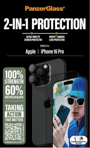 PanzerGlass Bundle Hoops + Tvrzené sklo UWF pro iPhone 16 Pro (B2862+1284)