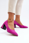 Sametové lodičky na podpatku Fuksiová Alessyndra 36