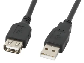 Lanberg CA-USBE-10CC-0007-BK černá / Kabel USB / USB-A na USB-A / USB 2.0 / 0,7 m (CA-USBE-10CC-0007-BK)