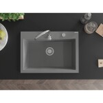 MEXEN - Elix granitový dřez 1-miska 700 x 500 mm, šedý, sifon chrom 6526701005-71