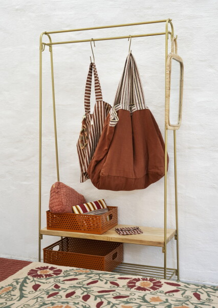 MADAM STOLTZ Bavlněná taška Multi Coloured Hnědá, fialová barva, modrá barva, hnědá barva, textil