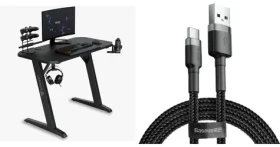 SENSE7 Nomad Basic černá / Herní stůl / 120 x 60 cm / USB kabel