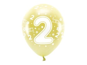 PartyDeco Eco balónky zlaté číslo 2 (6 ks)
