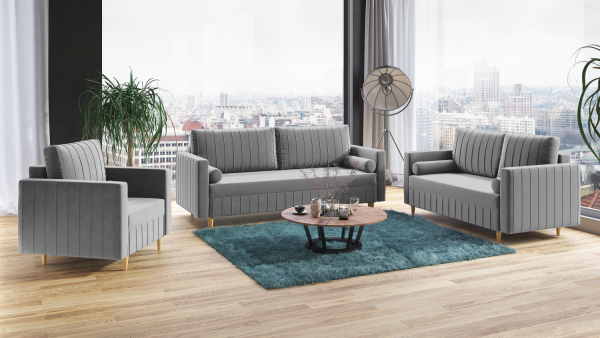 FRONTI Sedací souprava FIORELLO 3+2+1 světlešedá - DREAM VELVET 202.17