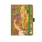 Notes A5 Premium Alfons Mucha 2027 prázdný zelený