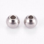 Korálek z nerezové oceli se širokým průvlekem - platinový - 4 x 3 mm - 1 ks