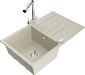 MEXEN - Bruno granitový dřez s odkapávačem včetně baterie Duero, béžová 6513-69-671600-00