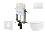 Kielle - Genesis New Set předstěnové instalace, klozetu Oudee, Vortex Rimless+, sedátka softclose a tlačítka Gemini New III, lesklá bílá 30528SZ34