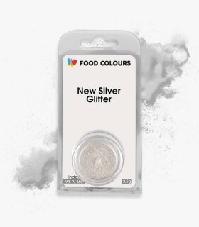 Jedlá prachová perleťová barva Food Colours New Silver Glitter (2,5 g) Stříbrná