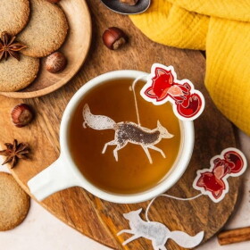 TEA HERITAGE Černý čaj Fox English Breakfast – 5 ks, žlutá barva, oranžová barva, papír, textil