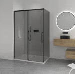CERANO - Sprchový kout Lantono L/P - 8 mm - Soft-Close - černá matná, grafitové sklo - 110x70x195 - posuvný CER-8050BD7515