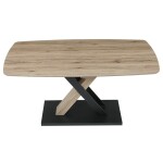 Stůl jídelní 160x90cm, MDF, 3D dekor dub san remo, kovové nohy, černý lak.