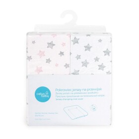 Ceba baby Žerzej potah na přebalovací podložku měkkou Grey Stars, Light grey + Pink Stars, Pink 50x70 cm, 2 ks