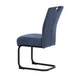 Židle jídelní, taštičkové pružiny v sedáku, modrá látka, černý kov