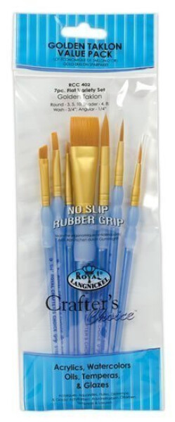 Royal Langnickel Sada štětců GOLD TAKLON, 7ks (mix plochý,seříznutý,špičatý)