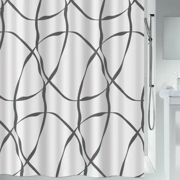 Spirella RIBBON sprchový závěs motiv stuhy 120 x 200 cm bílý / polyester