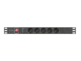 Lanberg PDU černá / Zásuvková lišta do racku / 19" 1U / 5x zásuvka Schuko / IEC C14 / 10 A / 2 m (PDU-05F-0200-IEC-BK)