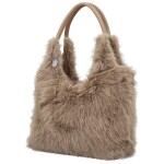Módní dámská plyšová kabelka do ruky Viorica, taupe
