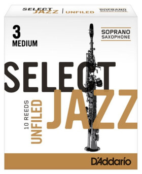 Rico RRS10SSX3M Select Jazz - Soprano Saxophone Reeds - Unfiled - 3 Medium - 10 Box