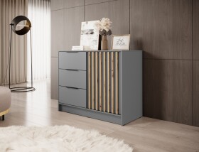 FRONTI Komoda NELLY 2D šedá + dub artisan