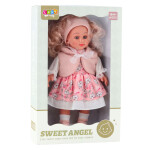 Mamido Panenka Sweet Angel v růžových šatech s květinovým vzorem a čelenkou 36 cm