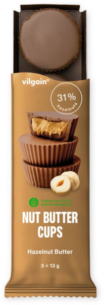 Vilgain Nut Butter Cups BIO – lískooříškové máslo 39 g (3 x 13 g)
