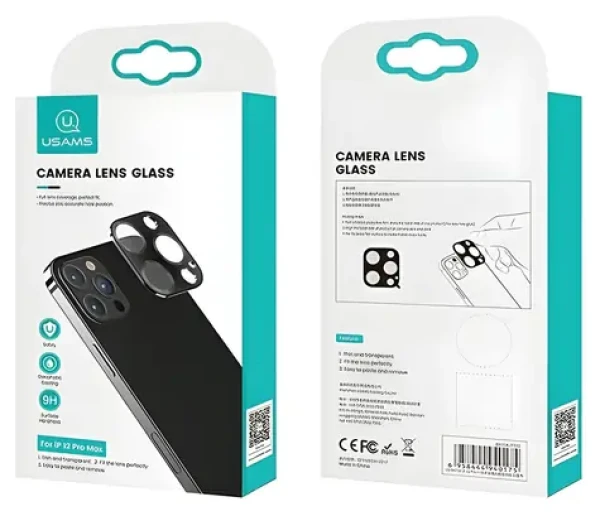 USAMS US-BH707 zlatá / Ochranné sklo objektivu fotoaparátu / pro Apple iPhone 12 Pro Max / kov + tvrzené sklo (BH707JTT03)