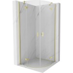 MEXEN/S - Mist sprchový kout čtvrtkruh, křídlové 90 x 90, transparent, zlato kartáčovaná 8A33-090-090-55-00