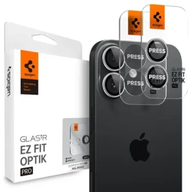 Spigen Glass tR EZ Fit Optik Pro 2 Pack ochranné sklo na čočku fotoaparátu pro Apple iPhone 17 stříbrná (AGL10126)