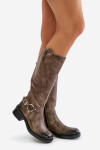 Zazoo 70141 Kožené dámské kozačky nad kolena hnědé 39