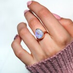 Royal Fashion prsten 14k zlato Vermeil GU-DR23090R-ROSEGOLD-MOONSTONE Velikost: 10 (EU: 61-63)