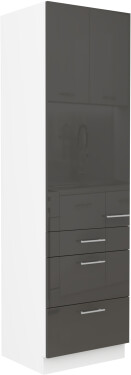 Vysoká potravinová skříňka Lara 60 DKS-210 3S 1F - Premium Box Barva korpusu: Bílá, Barva dvířek: Šedý lesk