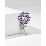 Brož Swarovski Elements Crocetti Purple - květina, Fialová